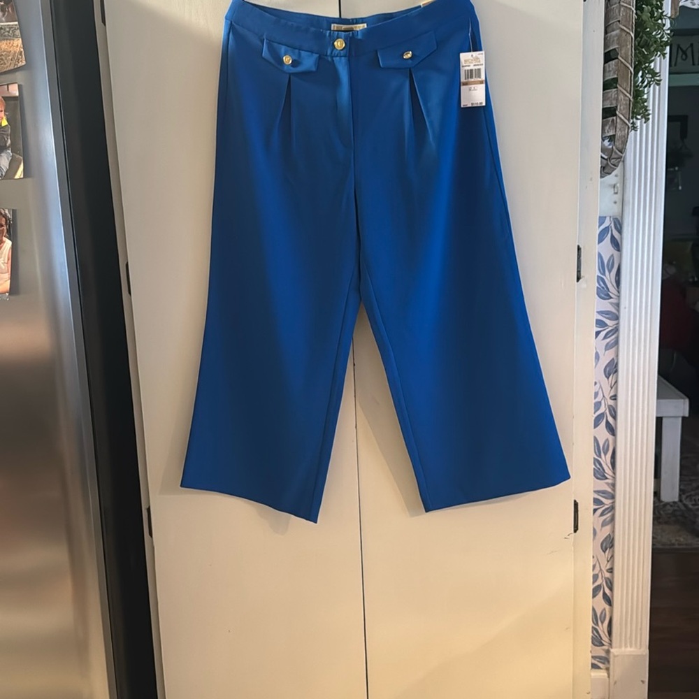 Michael Kors 💙Grecian Blue🩵High Rise Cropped Wide Leg Trousers NWT